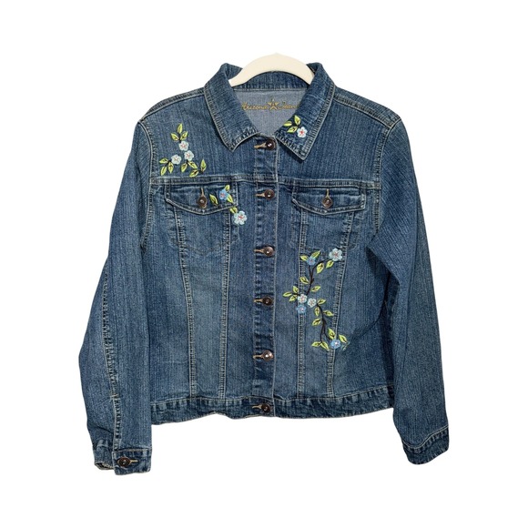 Arizona Jean Company Jackets & Blazers - Vintage Y2K Arizona Jean Co Embroidered Denim Jacket Floral Bird XL